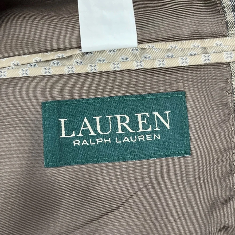Lauren Ralph Lauren Sport Coat Mens 42R Brown Plaid Blazer Classic Two Button